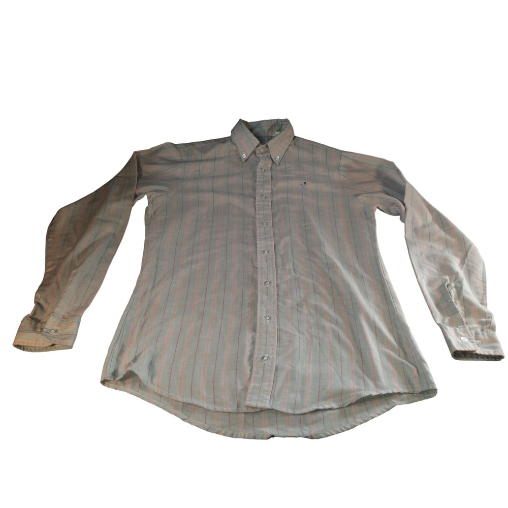 Levis Shirt Medium Tall Gray Pink Stripe Oxford Button‎ Down Long Sleeve Mens